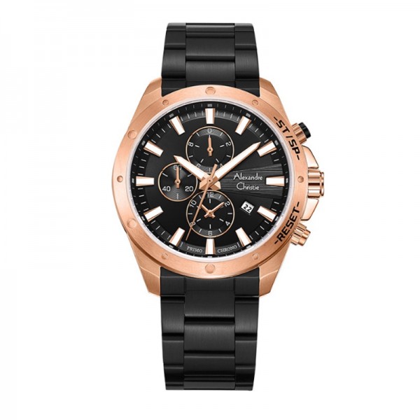 Alexandre Christie AC 6669 Rosegold Black Steel MCBBRBA